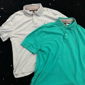 2 TOMMY HILFIGER Polos (Light Blue & Teal)
